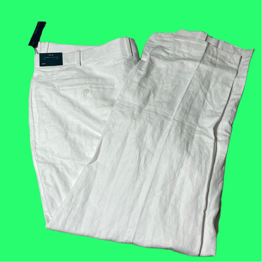 NWT men’s Perry Ellis white linen/cotton blend pants 48x34